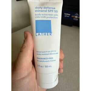 Lather Daily Defense SPF 50 Body Mineral Sunscreen 3 fl. oz new